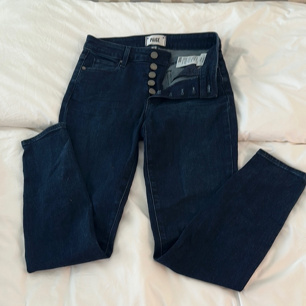 PAIGE Women's High Rise Dark Indigo Jeans
